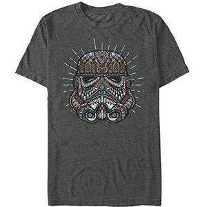 Star Wars Unisex Trooper Sugar Skull Organic Short Sleeve T-Shirt, Melange Black, L, Melange Black, L