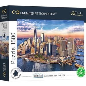 Trefl Prime - UFT Puzzel Cityscape: Manhattan, New York, USA - 1500 Elementen, Dikste Karton, BIO, EKO, New York, USA, Stedelijk Landschap, Vermaak Voor Volwassenen En Kinderen Vanaf 12 Jaar