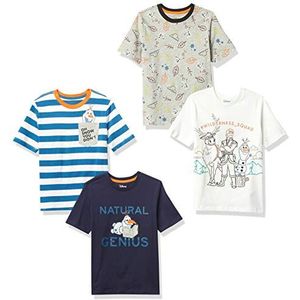 Amazon Brand - Gevlekte Zebra Unisex's Disney 4-Pack Short-Sleeve T-Shirts,Bevroren Genius,2 Years