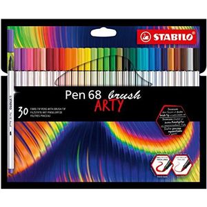 Premium Brush Viltstift - STABILO Pen 68 brush - Met Flexibele Penseelpunt - ARTY Etui Met 30 Verschillende Kleuren