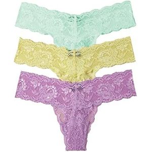 Cosabella Vrouwen Say Never Cutie Low Rise Thong 3 Pack Slipje, Ghana Green ICY Violet Mignonette, One Size (Pack van 3)