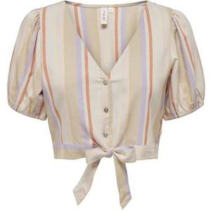 ONLY Dames Onltine Ss Knot Button Top WVN Shirtblouse, Whitecap Grijs/Stripes: pruple + Oranjesspel + Ierse C, XL