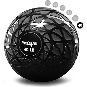 Yes4All D377 Dynamic Slam Balls, 18 kg, glanzend, medicinebal, gevuld met zand, zonder terugslag, geschikt voor training en krachttraining