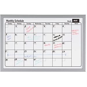 Bi-Office Maand Planner Met Magnetisch Oppervlak, Zilverkleurig MDF Omlijsting, 60 x 40 cm