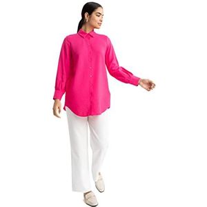 DeFacto Hemdblouse met lange mouwen voor dames, hemd met knopen voor vrijetijdskleding, roze, L
