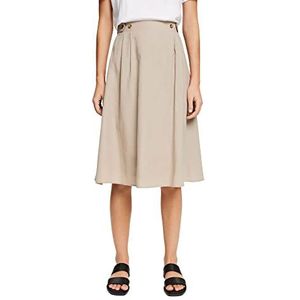 ESPRIT Rok met knoopdetails van linnenmix, 260/Light Taupe, 30W