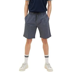 Tom Tailor Denim heren 1034978 Bermuda shorts, 31559 - Navy Blauw Wit Structuur, S