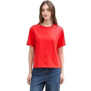 TOM TAILOR Denim Boxy Fit T-shirt voor dames, 13745 - Scarlet Red, XL