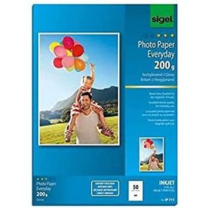 SIGEL IP711 InkJet fotopapier A4, 50 vellen, hoogglanzend, wit, 200 g - andere aantallen