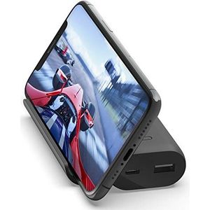 Belkin BoostCharge gaming-powerbank met standaard (5K draagbare lader met smartphonestandaard, twee snelladende USB-C-outputpoorten en een USB-A-outputpoort, zwart)