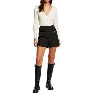 Morgan Trui met lange mouwen en wikkelkraag, Ivoor, L