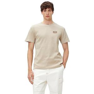 Koton Camisole T-shirt voor heren, geborduurde ronde hals, korte mouwen, beige (057), S