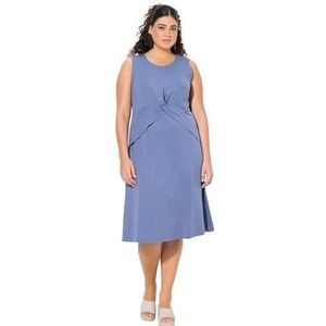 Ulla Popken Dames grote maten plus size jersey jurk met knoopdetail, atlantic-blauw, 42-44