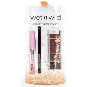 Wet n Wild Frosty Flutter Vault, 12-delige Make-up Set met Mega Volume Zwarte Mascara, Zwarte Eyeliner Pen en 2 Oogschaduwpaletten, Langhoudende en Makkelijk Te Blenden Formule, Make-up Geschenkset