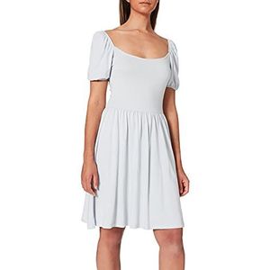 NA-KD Dames ballonmouwen jersey jurk casual, Lichtblauw, S