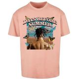 MT Upscale Shirt 'Days Before Summer'  blauw / lichtbruin / geel / rosa