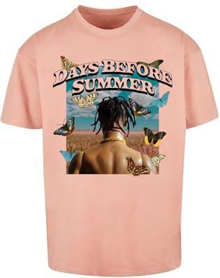 MT Upscale Shirt 'Days Before Summer'  blauw / lichtbruin / geel / rosa