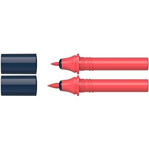 Schneider 040 Paint-It Twinmarker cartridges (Brush Tip & 1,0 mm ronde punt, kleurintensieve inkt op waterbasis, voor gebruik op papier, 95% gerecyclede kunststof) rood 124