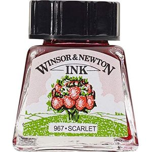 Winsor & Newton 1005601 Drawink Ink - tekeninkt voor kalligrafen, illustratoren, grafici, kunstenaars - waterbestendige kleuren, uitstekende transparantie - 14ml fles, Scarlet