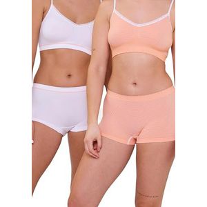 Billet Doux Damesverpakking met 2 shorts (2 stuks), oranje/wit + wit, 40-42