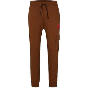 HUGO Heren Dwellrom Relaxed-Fit joggingbroek met rood logo-label, Rust/Copper224, XL