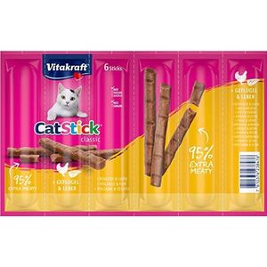 Vitakraft 23847 Cat Stick Mini Gevogelte/Lever, 6 Stokjes