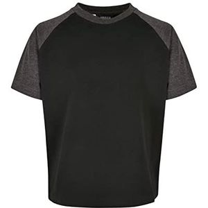Urban Classics Boy's Boys Raglan Contrast Tee T-shirt, zwart/houtskool, 110/116, zwart/charcoal, 110/116 cm