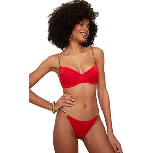 Trendyol Vrouwen Normale Taille Normale Trotter Bikinibroekje, Rood, 38
