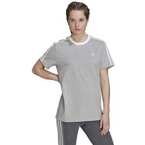 adidas Dames Essentials 3-Stripes Tee, Medium Grey Heather/White, M