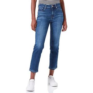 7 For All Mankind Dames The Straight Crop Slim Illusion with Let Down Hem Jeans, Donkerblauw, 25W x 25L