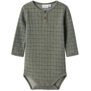 NAME IT Babyjongens Nbmwupsus Wool/Cot Ls body met lange mouwen, groen, 56 cm