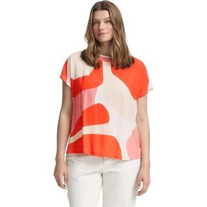 TOM TAILOR Plussize T-shirt voor dames, 38042 - Red Abstract Flower, 54 Grote maten