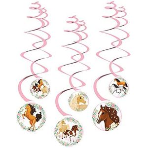 Amscan 9909884 - decoratieve spiralen paard, 6 stuks, papier, hangende decoratie, kinderverjaardag, themafeest