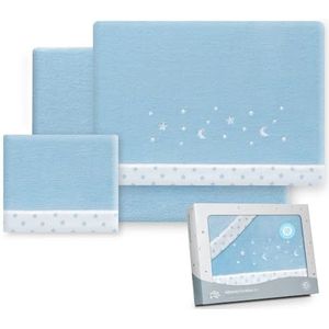 Interbaby Beddengoed voor kinderwagen, 40 x 80 cm, baby - winterbeddengoed van coralina-stof - model sterren maan - bevat lakens + laken + kussensloop