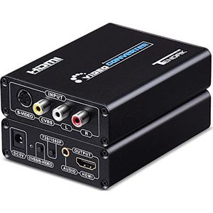 Tendak Composite S-Video AV RCA CVBS naar HDMI-adapter N64 PS2 naar HDMI converter adapter ondersteunt 720p/1080p met 3RCA S-videokabel