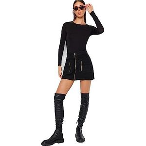 Trendyol Damen A-lijn Denim Rok,Zwart, 42, Zwart, 40