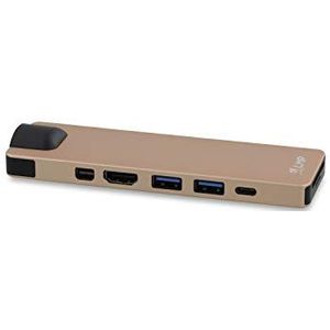 LMP USB-C Compact Dock 4K 8-poort, HDMI, Mini-DP, Eth, USB 3.0, SD/microSD, USB-C, aluminium, goud