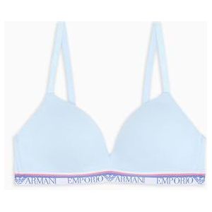 EMPORIO ARMANI Vrouw Logo Band Gewatteerde Driehoek BH Blauw XS, Lichtblauw, XS