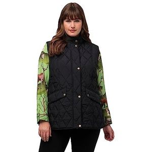 Ulla Popken Dames landhuis gewatteerd vest fasan-voering vest, zwart, 54-56 grote maten