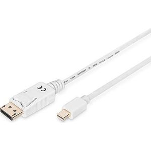DIGITUS DisplayPort-adapterkabel - mini DP naar DP - UHD 4K/60Hz - 3m - Vergrendeling - Displayport 1.1a - Compatibel met MacBook, Mac, PC