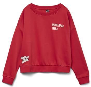 VERO MODA Dames Vmtrina Ls Sweat Box JRS Boo, rood (ribbon red), S