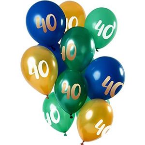 Folat 69140 ballonnen jaar groen-goud 30 cm - 12 stuks latex helium luchtballon, verjaardagsdecoratie, getal 40, Fresh Green, 30 cm