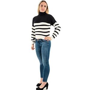 ONLY ONLPIUMO L/S Stripe Rollneck KNT Pullover Sweater, Zwart/Stripes: Cloud Dancer, XL