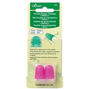 Clover 6031 Flexibele Rubber Thimbles Middelgrote Vingerhoed, Rose, OS, 2 stuks