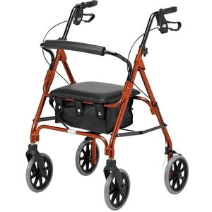Rollator - Roodgeel - Inklapbaar - Lichtgewicht - 4 Wielen - Draagvermogen 165 kg