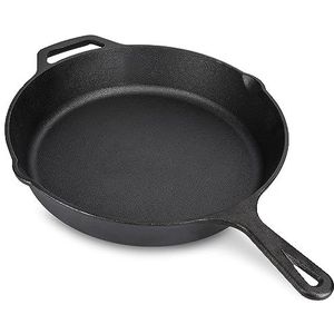 Navaris gietijzeren koekenpan - Braadpan van gietijzer - Ronde skillet - Geschikt voor alle warmtebronnen - Ø 25 cm - Ovenbestendig tot 260 graden