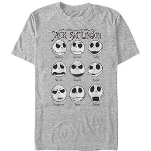 Disney Classics Unisex Nightmare Before Christmas-Jack Emotions Organic Short Sleeve T-Shirt, Melange Grey, XXL, grijs (melange grey), XXL