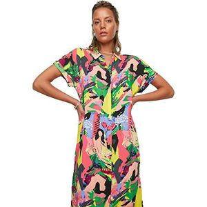 Trendyol Dames Kleurrijk abstract patroon Viscose Shirt Shirt, Multi Color, 38