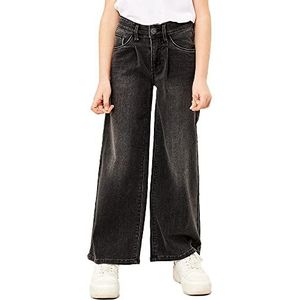 Name IT Meisje Jeans Baggy Fit, Zwarte Denim, 8 jaar