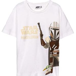 The Mandalorian Kinder-T-shirt - Zwart en Bedrukt - Maat 6 Jaar - Korte Mouw T-shirt Gemaakt met 100% Katoen - Star Wars Collectie - Origineel Product Ontworpen in Spanje